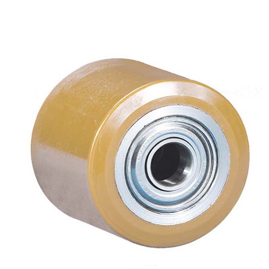 Immagine di RULLO TRANSPALLET IN POLIURETANO TR, NUCLEO IN ACCIAIO, CON CUSCINETTI A SFERE, PORTATA 900 KG, Ø 85X90 MM