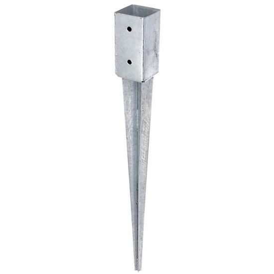 Immagine di PORTA PALO, DA ANCORARE NEL TERRENO, PER MONTANTI QUADRI IN LEGNO, ZINCATO A FUOCO, 91X91/750 MM