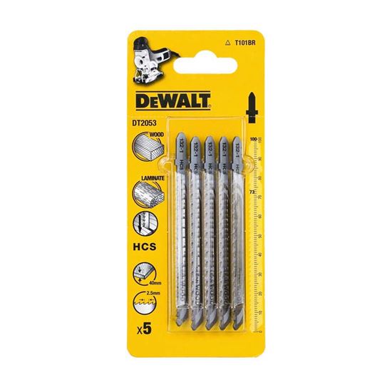 Immagine di LAMA DEWALT, IN ACCIAIO HCS, 2,5X100 MM, PER TAGLI CON OTTIMA FINITURA SU LEGNO E LAMINATI, C/SPES.FINO A 40 MM, 5 PEZZI