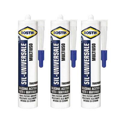 Immagine di SILICONE BOSTIK SIL-UNIVERSALE, RESISTENTE ALLE MUFFE E AI DETERSIVI, 280 ML, TRASPARENTE