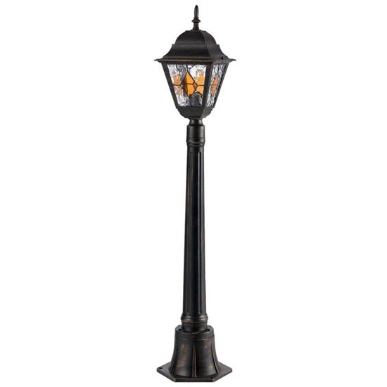 Immagine di PALETTO VENERE, CON LANTERNA A 4 FACCE, IN ALLUMINIO, E27-60 W, 18,5X18,5XH107 CM, COLORE ORO ANTICO