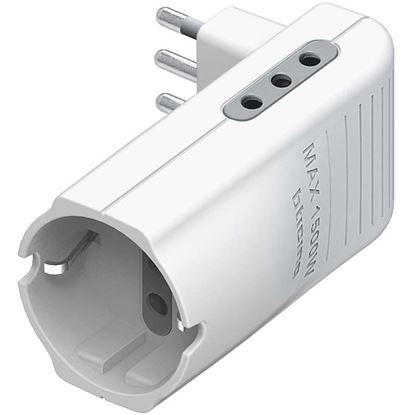 Immagine di ADATTATORE CORNER SALVASPAZIO, 2 PRESE 10 A, 1 PRESA TEDESCA, COLORE BIANCO