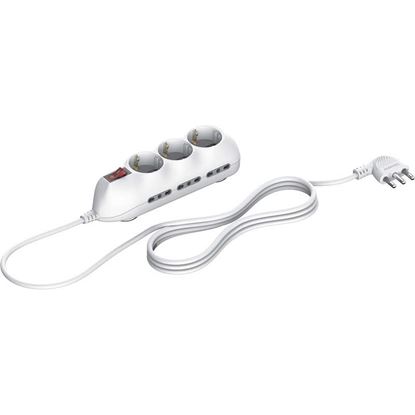 Immagine di MULTIPRESA SLOT 9, 6 PRESE 2P+T BIPASSO,  PRESE TEDESCHE, INTERRUTTORE, CAVO, COLORE BIANCO