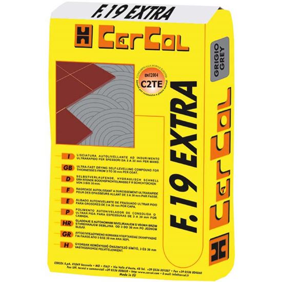 Immagine di COLLA PER PIASTRELLE F19, SCIVOLAMENTO VERTICALE NULLO, 25 KG, COLORE GRIGIO