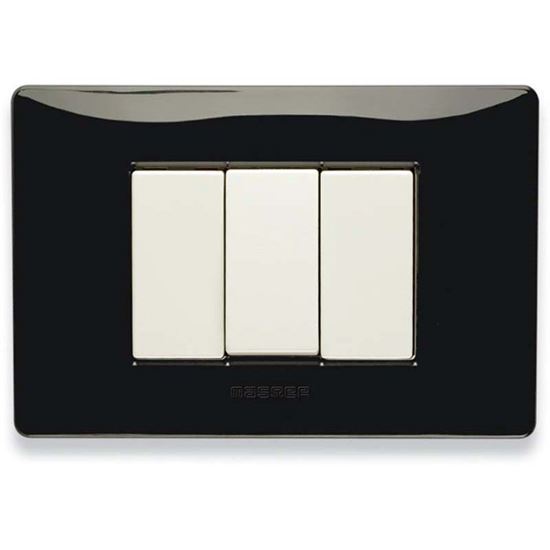 Immagine di PLACCA MIX, 3 MODULI, IN TECNOPOLIMERO, COLORE NERO PANTHER