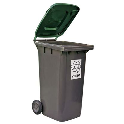 Immagine di BIDONE RACCOLTA DIFFERENZIATA,  COLORE GRIGIO/VERDE, 240 LT