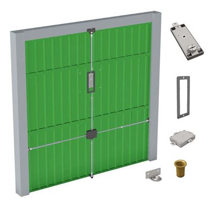 Immagine di KIT GARAGE, SERRATURA DOPPIA MAPPA, COLPLETO DI SERRATURA GARAGE, PIASTRA DI RINVIO, ASTA AL DEVIATORE,