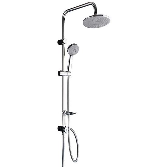 Immagine di COLONNA DOCCIA, IN ACCIAIO, SOFFIONE ANTICALCARE, Ø 21,5 CM, DOCCETTA ANTICALCARE, 5 FUNZIONI, Ø 11 CM