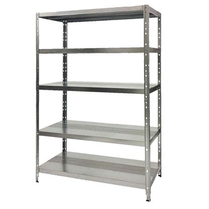 Immagine di SCAFFALE 5 RIPIANI KIT MACISTE 100, ZINCATO, 120X60X200 CM, 200 KG PER RIPIANO, MONTAGGIO A INCASTRO/BULLONI