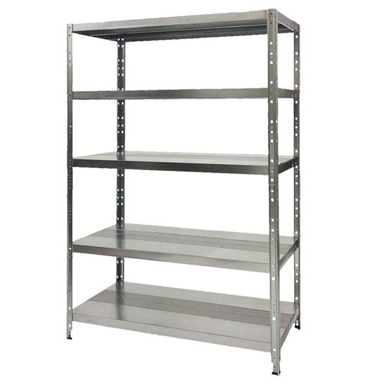 Immagine di SCAFFALE 5 RIPIANI KIT MACISTE 100, ZINCATO, 120X60X200 CM, 200 KG PER RIPIANO, MONTAGGIO A INCASTRO/BULLONI