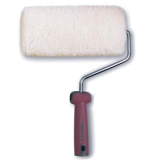 Immagine di RULLO VERA PELLE PECORA, GAMBO GALVANIZZATO ARGENTO, MANICO SOFT TOUCH A VITE, 22 CM